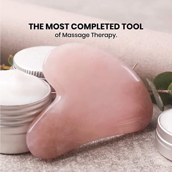 Facial Spa Kit. Natural Rose Heart Shape Crystal Gua Sha Tools for Face Scraping - Picture 2 of 10